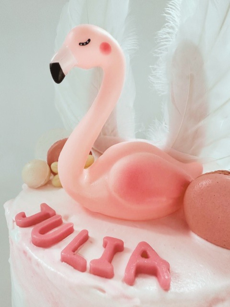 Flamingo met vanille en aardbei