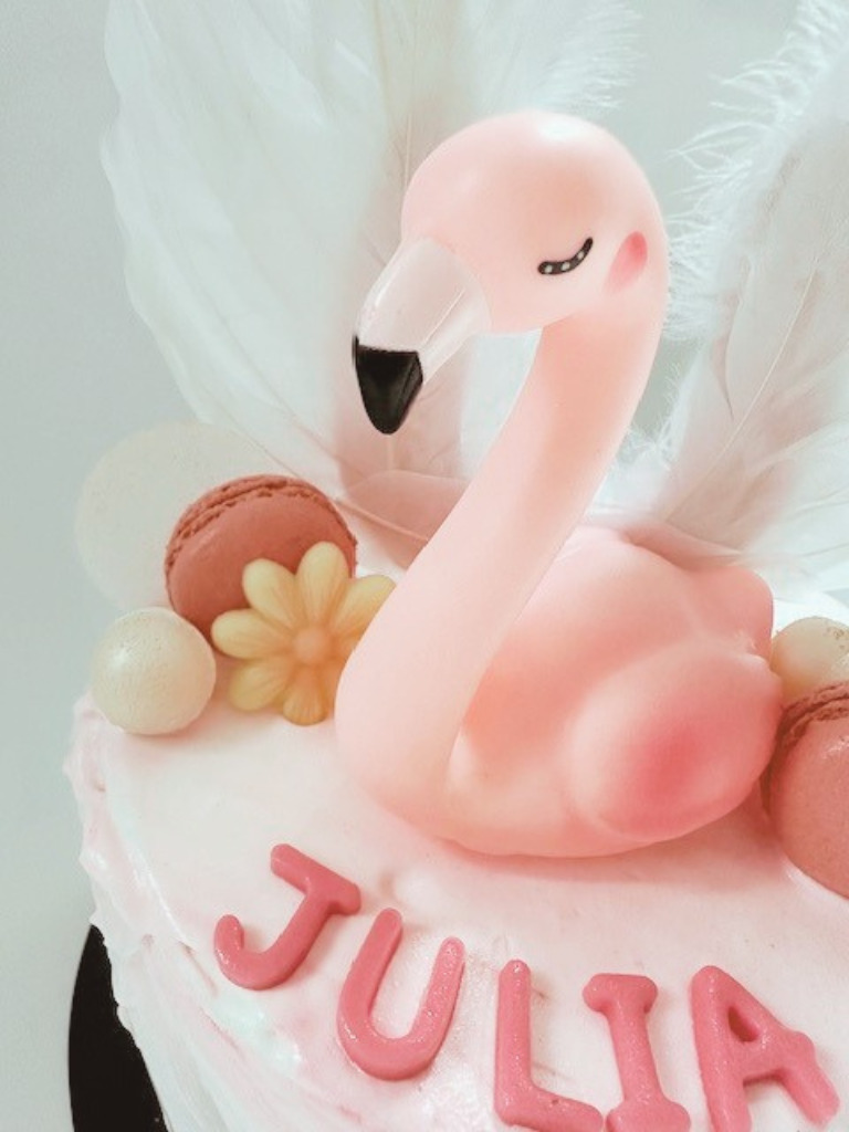 Flamingo met vanille en framboos